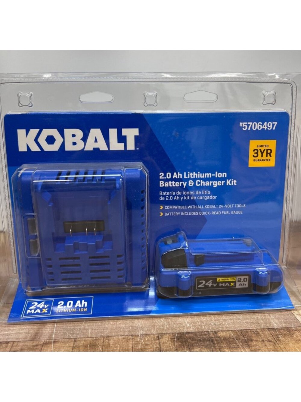 2.0 Ah Lithium-Ion Battery & Charger Kit For Kobalt 24V Max Tools